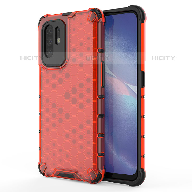 Custodia Silicone Trasparente Laterale 360 Gradi Cover AM1 per Oppo A94 5G Rosso