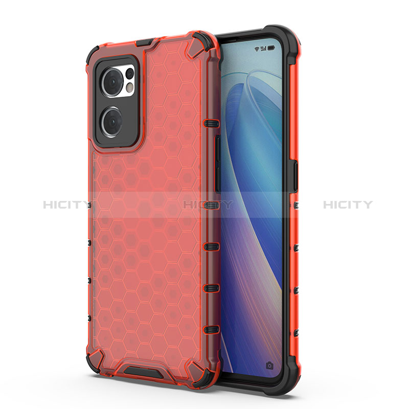 Custodia Silicone Trasparente Laterale 360 Gradi Cover AM1 per Oppo Find X5 Lite 5G Rosso