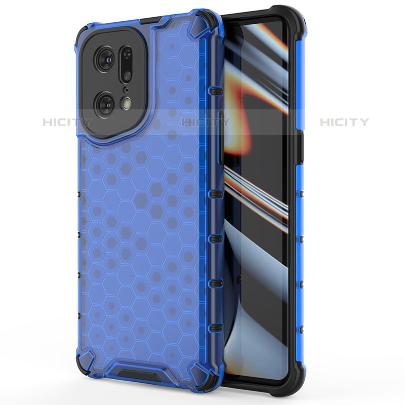 Custodia Silicone Trasparente Laterale 360 Gradi Cover AM1 per Oppo Find X5 Pro 5G Blu