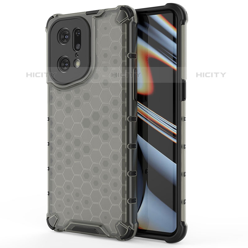 Custodia Silicone Trasparente Laterale 360 Gradi Cover AM1 per Oppo Find X5 Pro 5G Nero