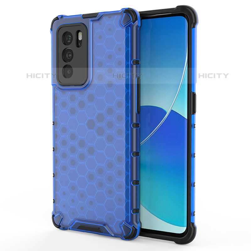 Custodia Silicone Trasparente Laterale 360 Gradi Cover AM1 per Oppo Reno6 Pro 5G India Blu