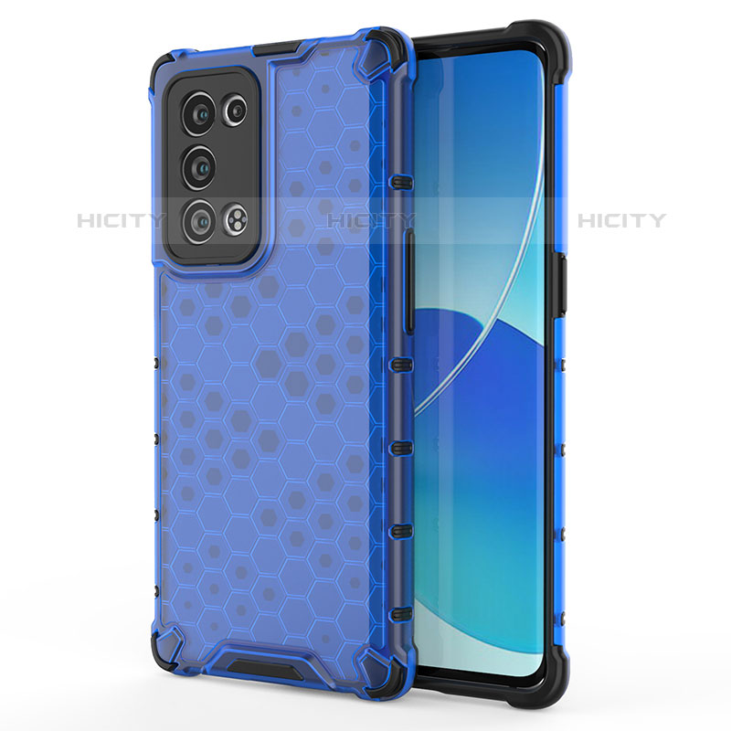 Custodia Silicone Trasparente Laterale 360 Gradi Cover AM1 per Oppo Reno6 Pro+ Plus 5G Blu