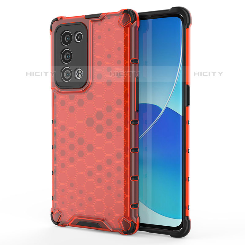 Custodia Silicone Trasparente Laterale 360 Gradi Cover AM1 per Oppo Reno6 Pro+ Plus 5G Rosso