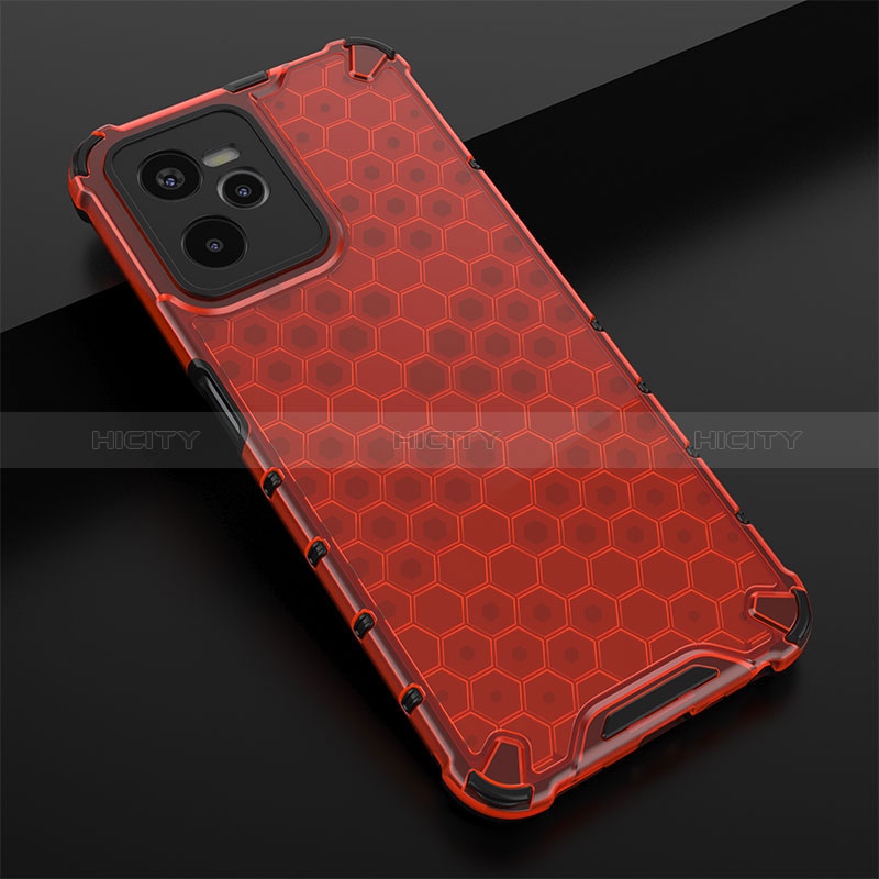 Custodia Silicone Trasparente Laterale 360 Gradi Cover AM1 per Realme C35 Rosso