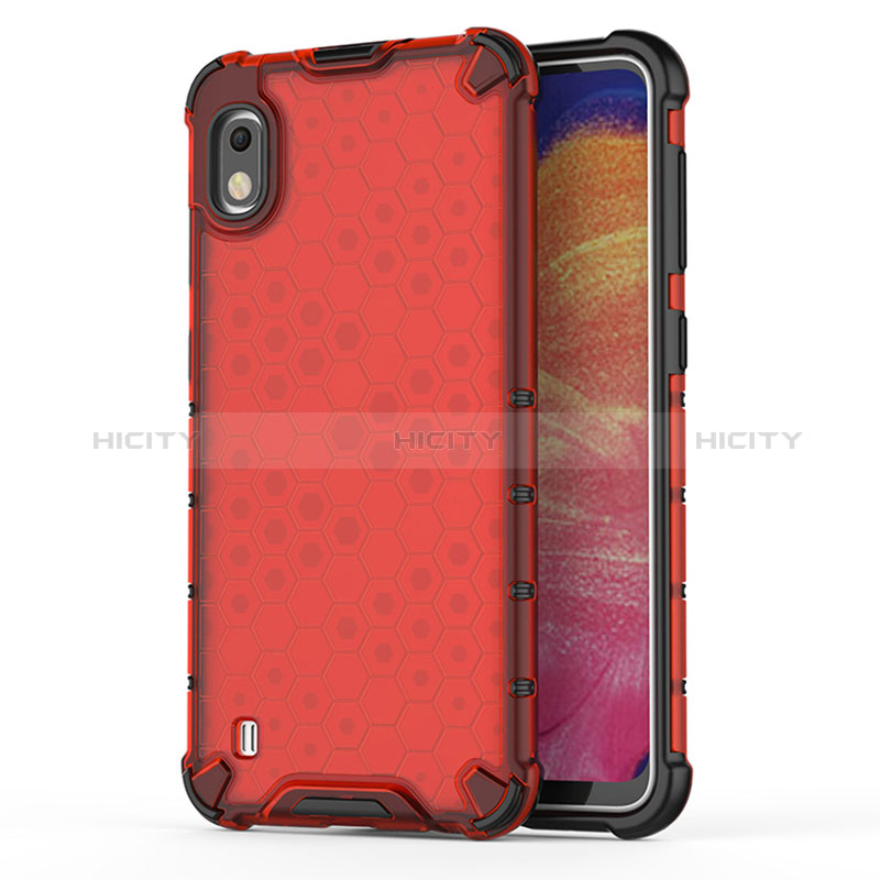 Custodia Silicone Trasparente Laterale 360 Gradi Cover AM1 per Samsung Galaxy A10 Rosso