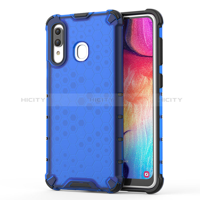 Custodia Silicone Trasparente Laterale 360 Gradi Cover AM1 per Samsung Galaxy A20 Blu