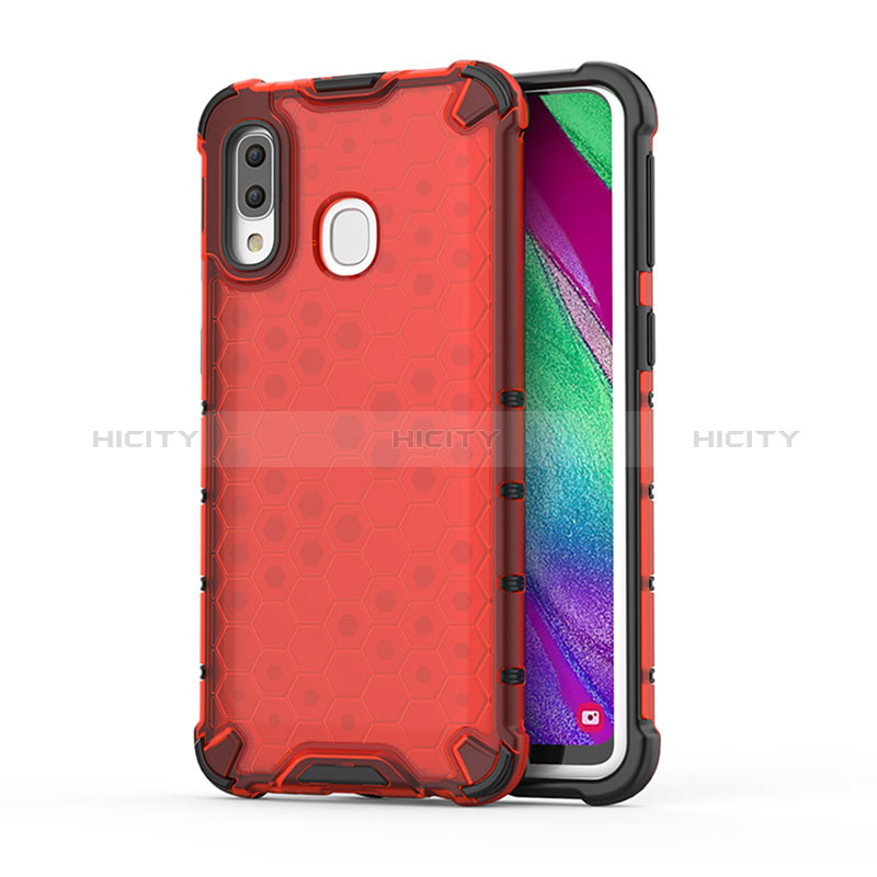 Custodia Silicone Trasparente Laterale 360 Gradi Cover AM1 per Samsung Galaxy A40 Rosso