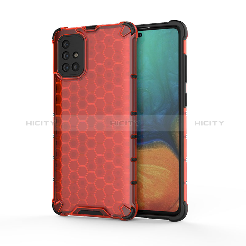 Custodia Silicone Trasparente Laterale 360 Gradi Cover AM1 per Samsung Galaxy A71 5G Rosso