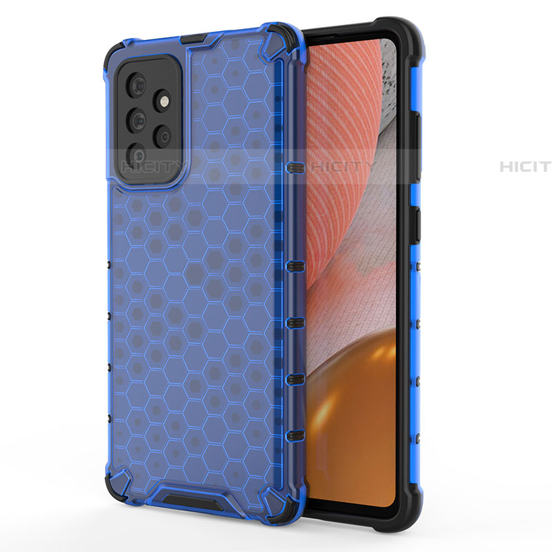 Custodia Silicone Trasparente Laterale 360 Gradi Cover AM1 per Samsung Galaxy A72 4G Blu