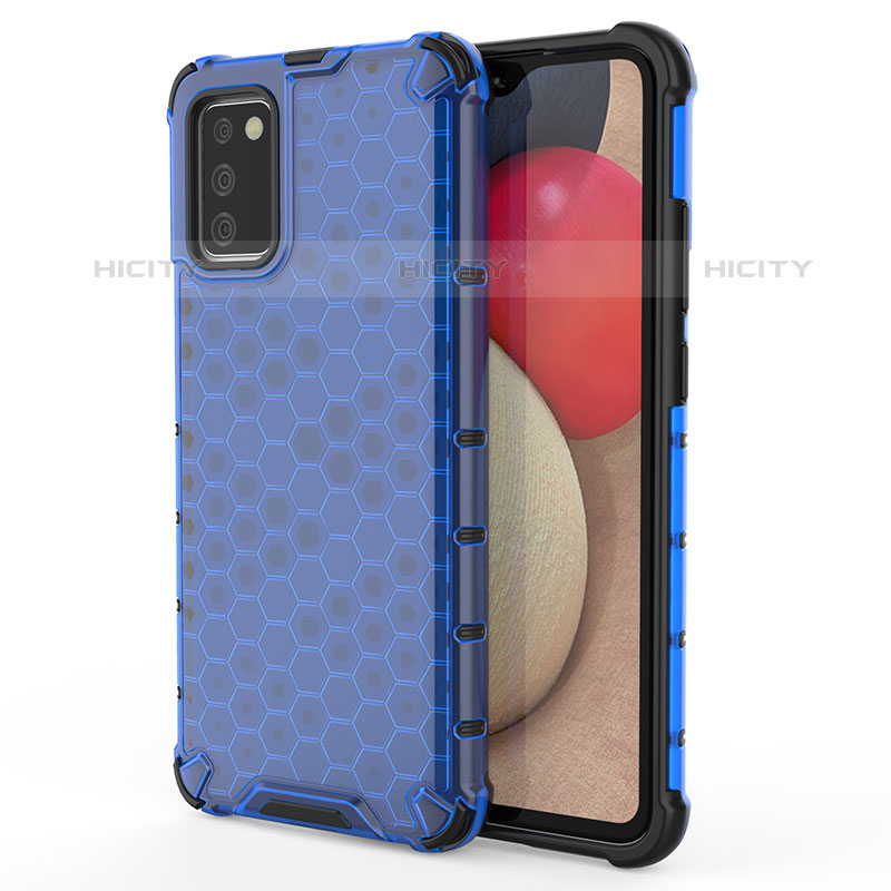 Custodia Silicone Trasparente Laterale 360 Gradi Cover AM1 per Samsung Galaxy M02s Blu