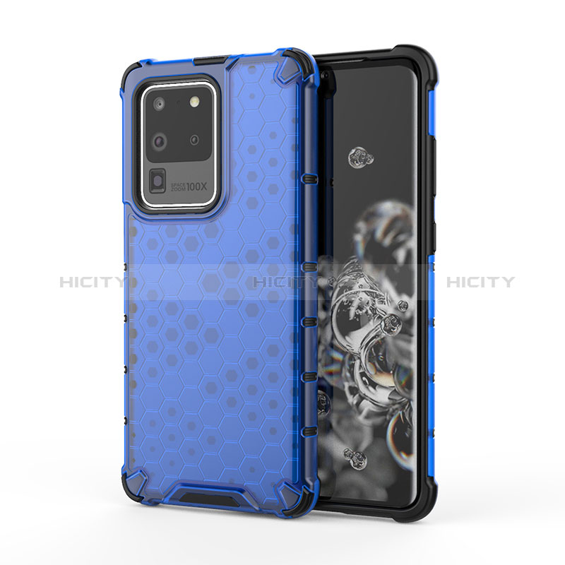 Custodia Silicone Trasparente Laterale 360 Gradi Cover AM1 per Samsung Galaxy S20 Ultra 5G Blu