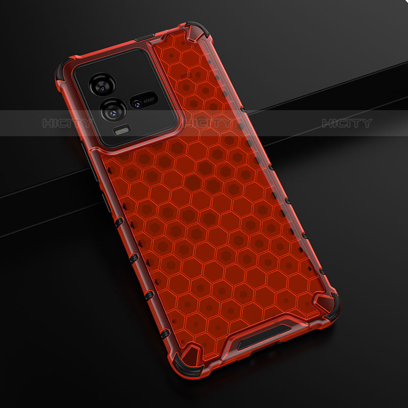 Custodia Silicone Trasparente Laterale 360 Gradi Cover AM1 per Vivo iQOO 9T 5G Rosso