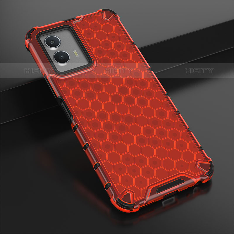 Custodia Silicone Trasparente Laterale 360 Gradi Cover AM1 per Vivo iQOO U5 5G Rosso