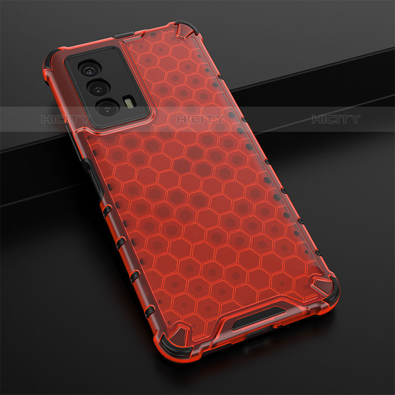 Custodia Silicone Trasparente Laterale 360 Gradi Cover AM1 per Vivo iQOO Z5 5G Rosso