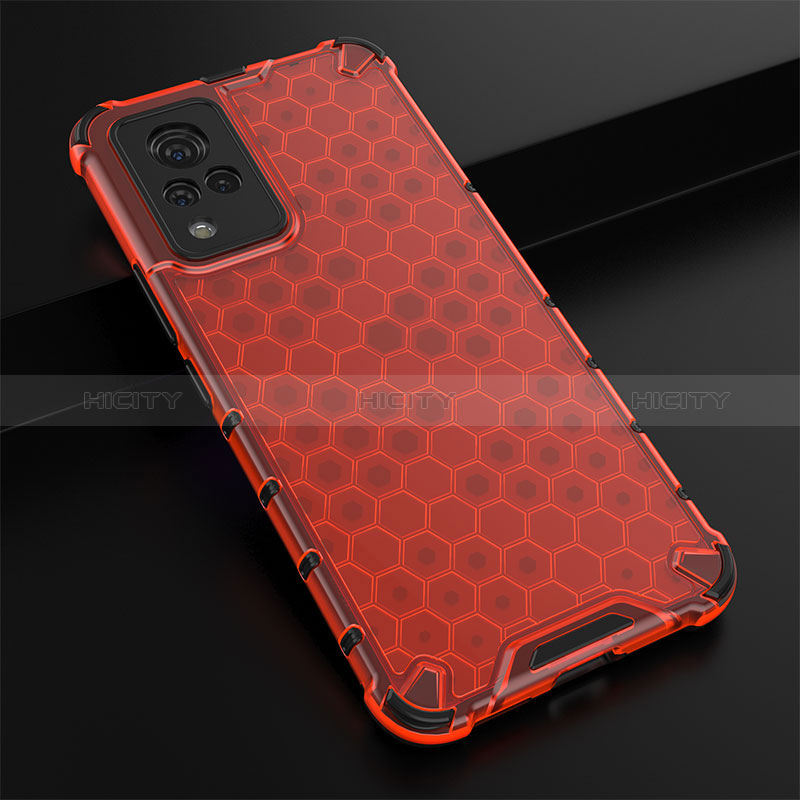 Custodia Silicone Trasparente Laterale 360 Gradi Cover AM1 per Vivo V21 5G Rosso