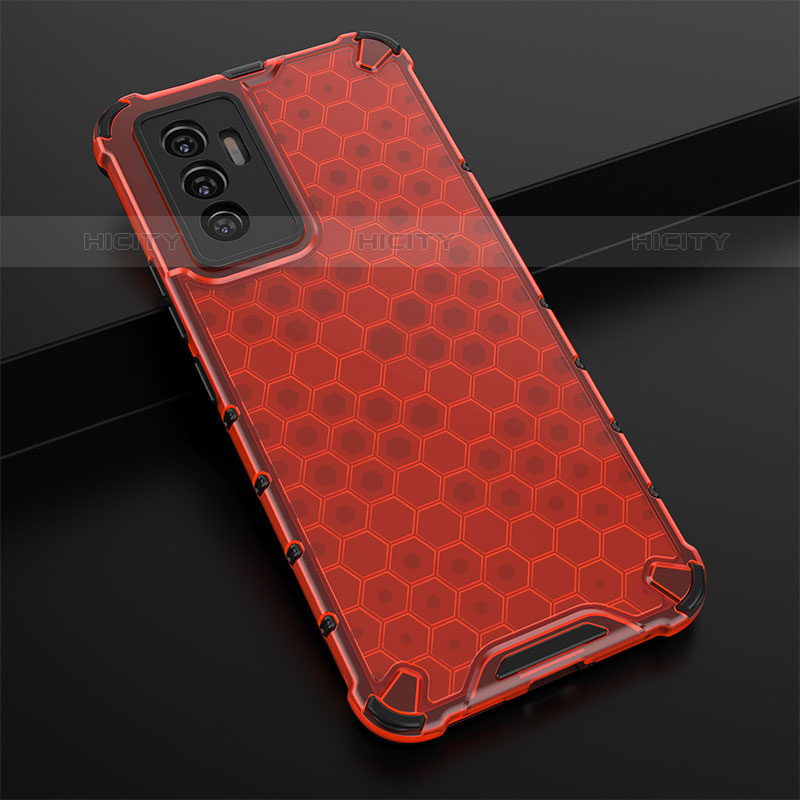 Custodia Silicone Trasparente Laterale 360 Gradi Cover AM1 per Vivo V23e 5G Rosso