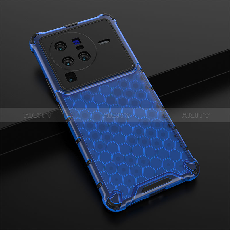 Custodia Silicone Trasparente Laterale 360 Gradi Cover AM1 per Vivo X80 Pro 5G Blu