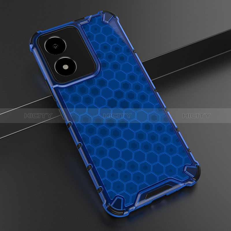 Custodia Silicone Trasparente Laterale 360 Gradi Cover AM1 per Vivo Y02S Blu