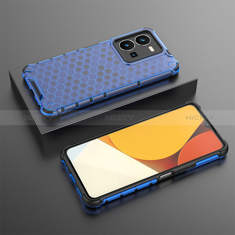 Custodia Silicone Trasparente Laterale 360 Gradi Cover AM1 per Vivo Y35 4G Blu