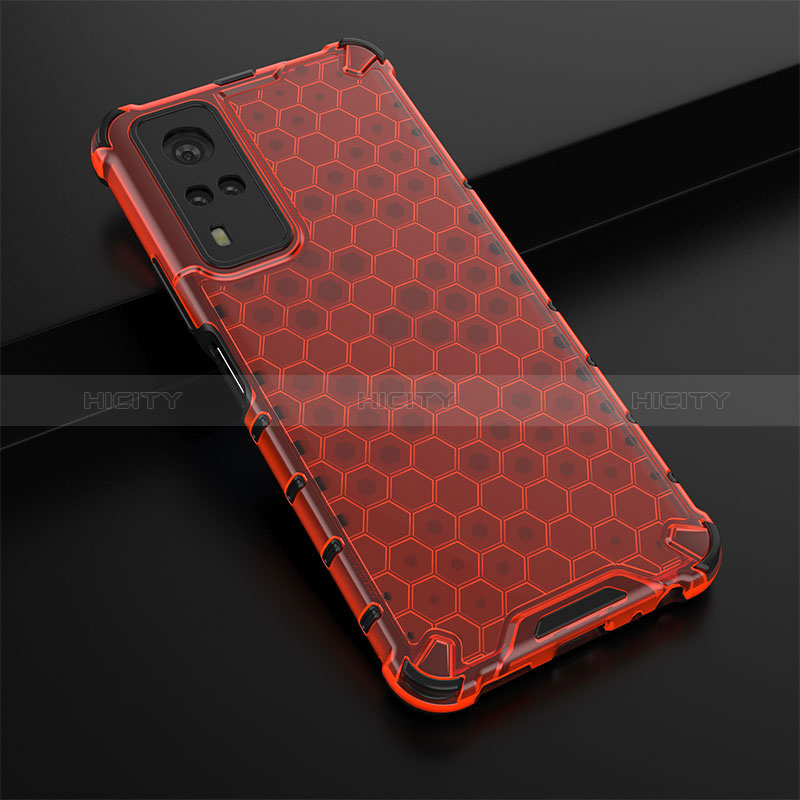 Custodia Silicone Trasparente Laterale 360 Gradi Cover AM1 per Vivo Y53s 4G Rosso