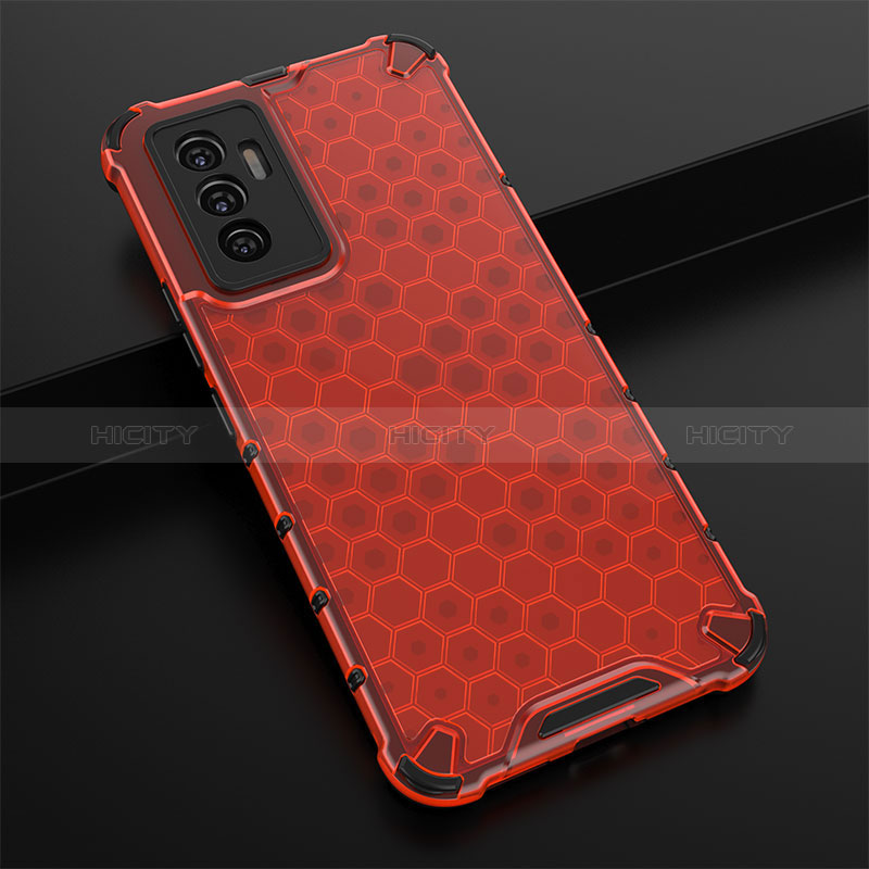 Custodia Silicone Trasparente Laterale 360 Gradi Cover AM1 per Vivo Y75 4G Rosso