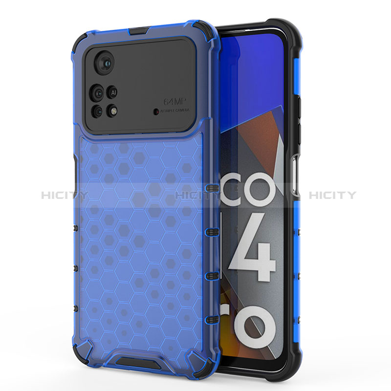 Custodia Silicone Trasparente Laterale 360 Gradi Cover AM1 per Xiaomi Poco M4 Pro 4G Blu