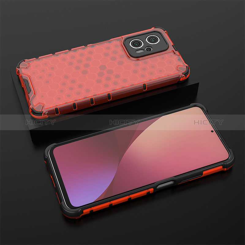 Custodia Silicone Trasparente Laterale 360 Gradi Cover AM1 per Xiaomi Poco X4 GT 5G Rosso