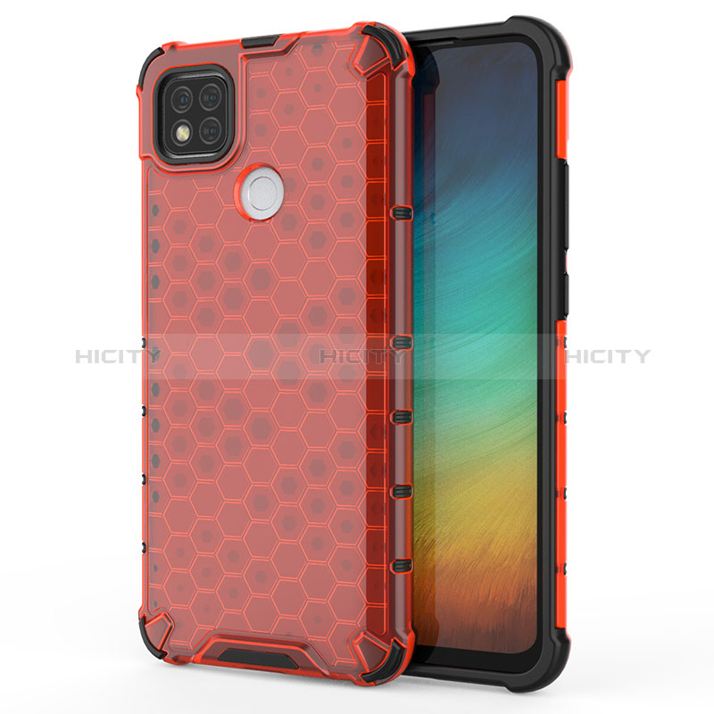 Custodia Silicone Trasparente Laterale 360 Gradi Cover AM1 per Xiaomi Redmi 9 Activ Rosso