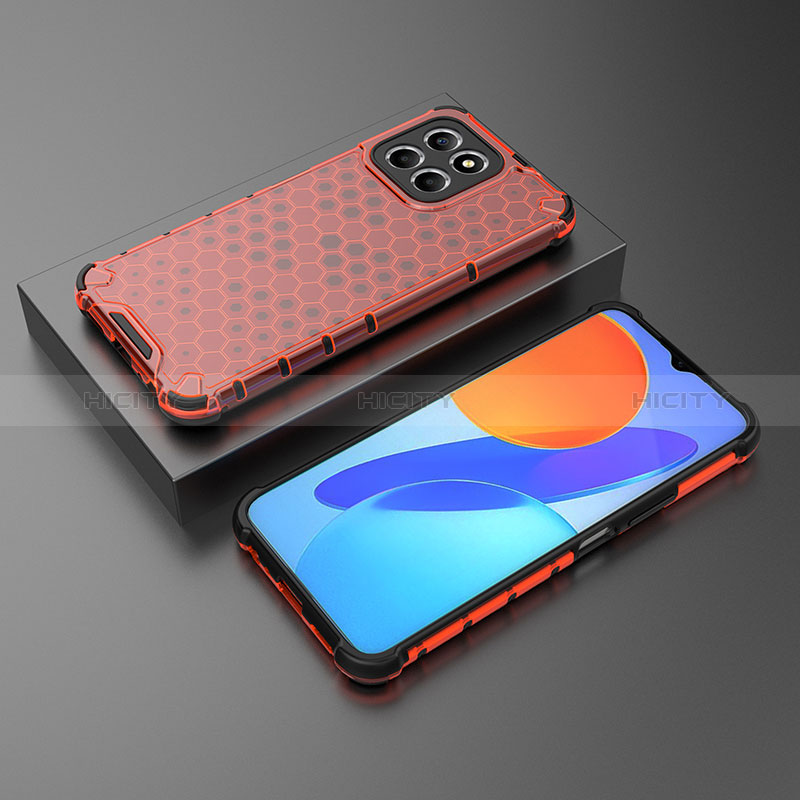 Custodia Silicone Trasparente Laterale 360 Gradi Cover AM2 per Huawei Honor 70 Lite 5G Rosso