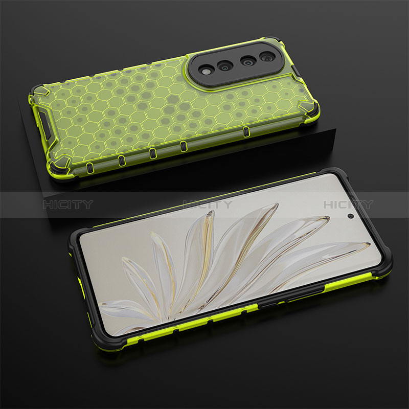 Custodia Silicone Trasparente Laterale 360 Gradi Cover AM2 per Huawei Honor 70 Pro+ Plus 5G Verde