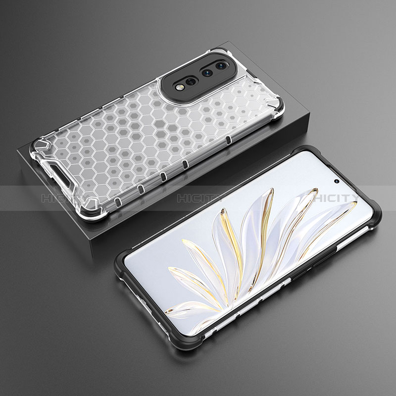 Custodia Silicone Trasparente Laterale 360 Gradi Cover AM2 per Huawei Honor 80 Pro 5G Bianco