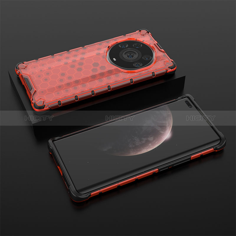 Custodia Silicone Trasparente Laterale 360 Gradi Cover AM2 per Huawei Honor Magic3 Pro+ Plus 5G Rosso