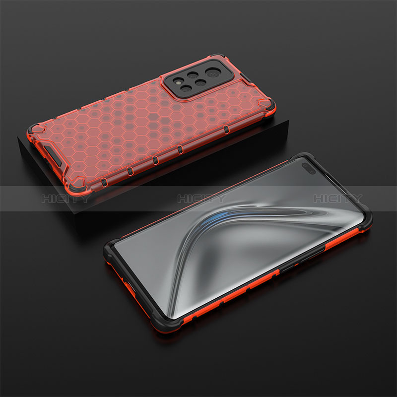 Custodia Silicone Trasparente Laterale 360 Gradi Cover AM2 per Huawei Honor V40 5G Rosso