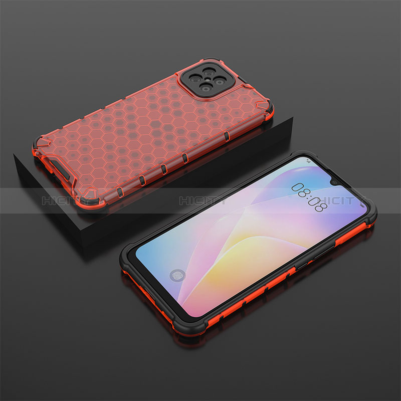 Custodia Silicone Trasparente Laterale 360 Gradi Cover AM2 per Huawei Nova 8 SE 4G Rosso