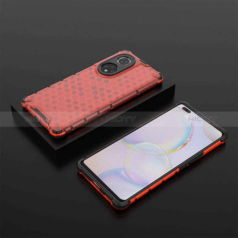 Custodia Silicone Trasparente Laterale 360 Gradi Cover AM2 per Huawei Nova 9 Pro Rosso