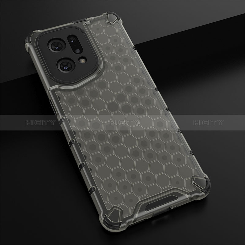 Custodia Silicone Trasparente Laterale 360 Gradi Cover AM2 per Oppo Find X5 5G Nero