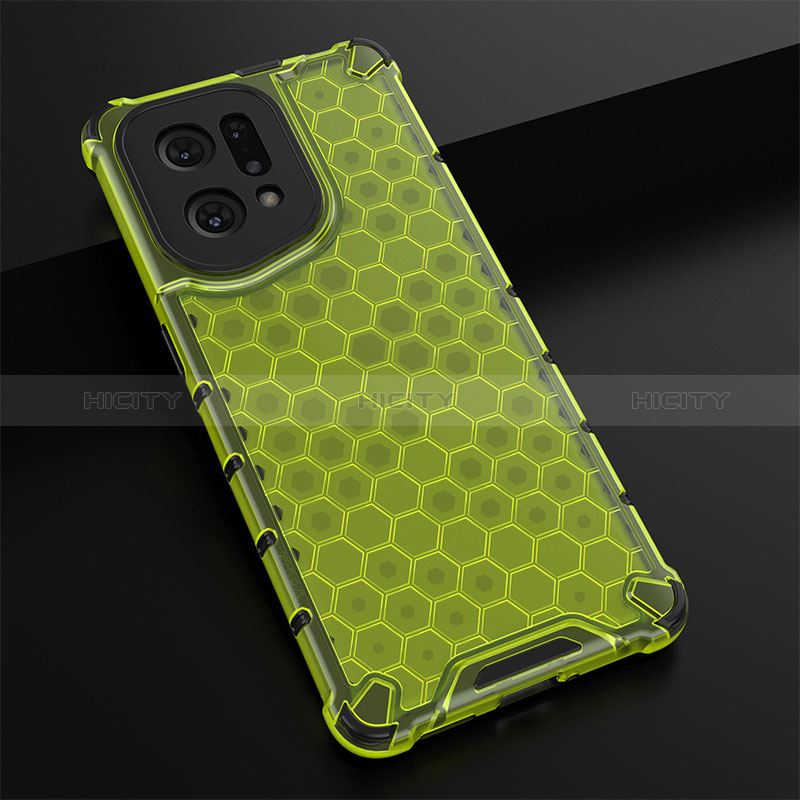 Custodia Silicone Trasparente Laterale 360 Gradi Cover AM2 per Oppo Find X5 5G Verde