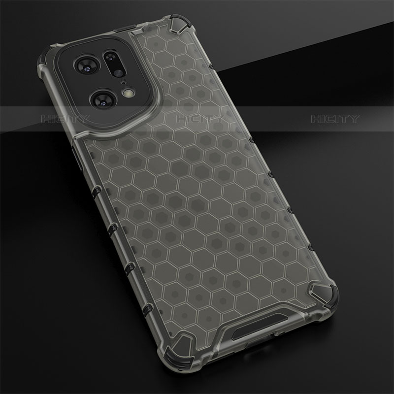 Custodia Silicone Trasparente Laterale 360 Gradi Cover AM2 per Oppo Find X5 Pro 5G Nero