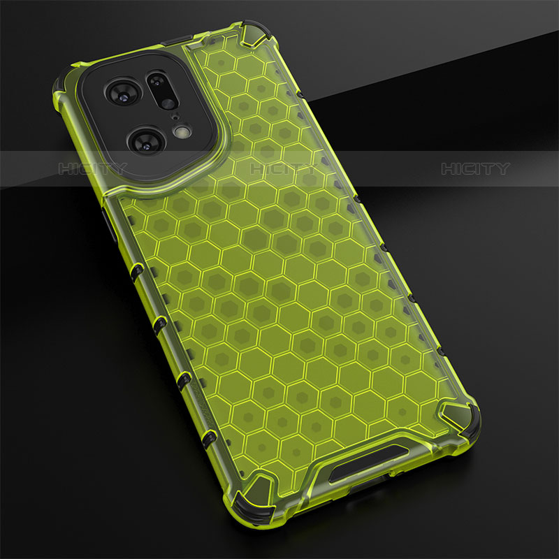 Custodia Silicone Trasparente Laterale 360 Gradi Cover AM2 per Oppo Find X5 Pro 5G Verde