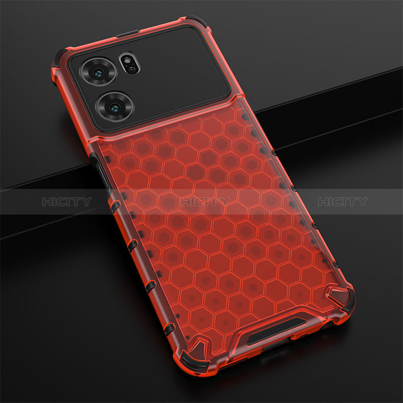 Custodia Silicone Trasparente Laterale 360 Gradi Cover AM2 per Oppo K10 5G Rosso