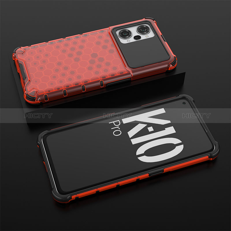 Custodia Silicone Trasparente Laterale 360 Gradi Cover AM2 per Oppo K10 Pro 5G Rosso