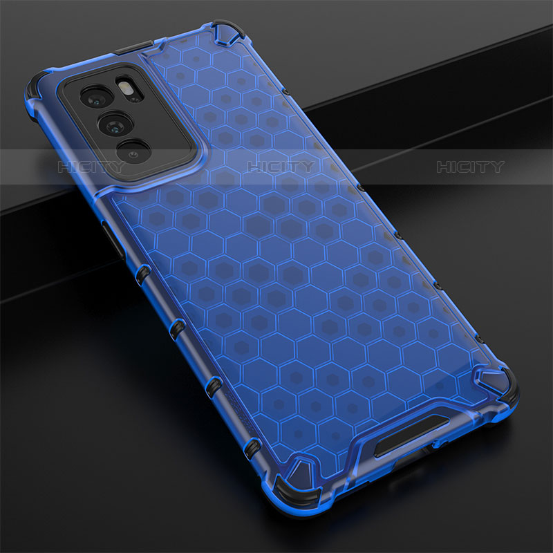 Custodia Silicone Trasparente Laterale 360 Gradi Cover AM2 per Oppo Reno6 Pro 5G India Blu