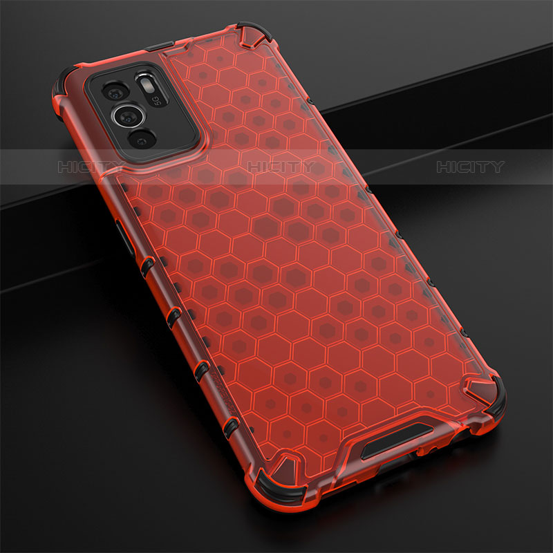 Custodia Silicone Trasparente Laterale 360 Gradi Cover AM2 per Oppo Reno6 Z 5G Rosso