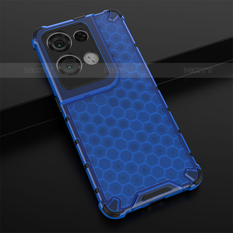 Custodia Silicone Trasparente Laterale 360 Gradi Cover AM2 per Oppo Reno8 Pro 5G Blu