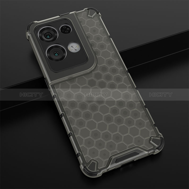 Custodia Silicone Trasparente Laterale 360 Gradi Cover AM2 per Oppo Reno9 Pro+ Plus 5G Nero