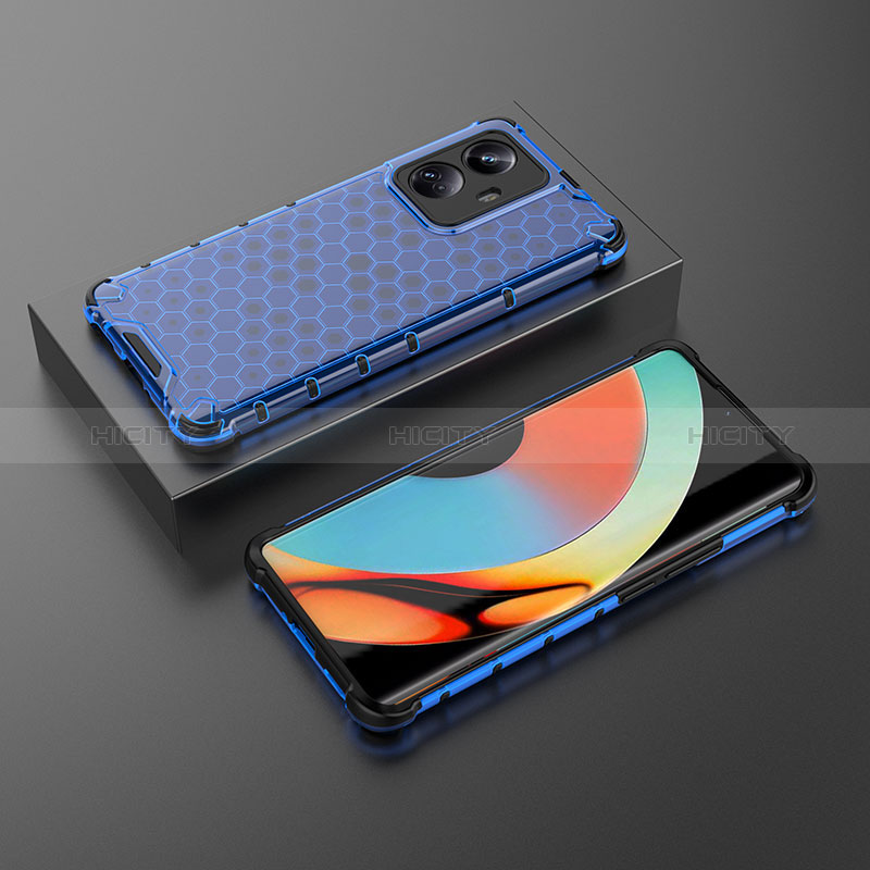 Custodia Silicone Trasparente Laterale 360 Gradi Cover AM2 per Realme 10 Pro+ Plus 5G Blu