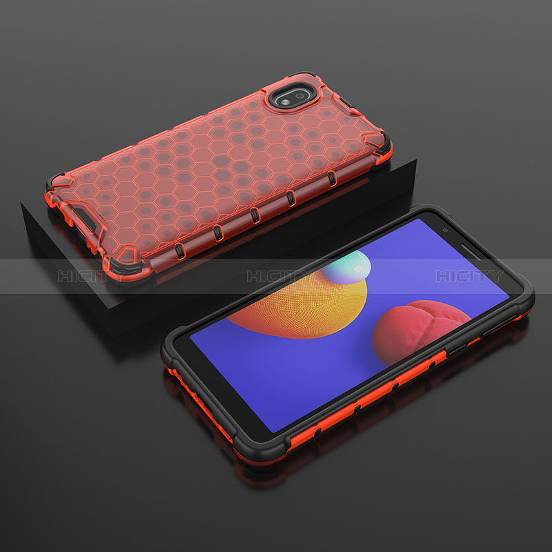 Custodia Silicone Trasparente Laterale 360 Gradi Cover AM2 per Samsung Galaxy A01 Core Rosso