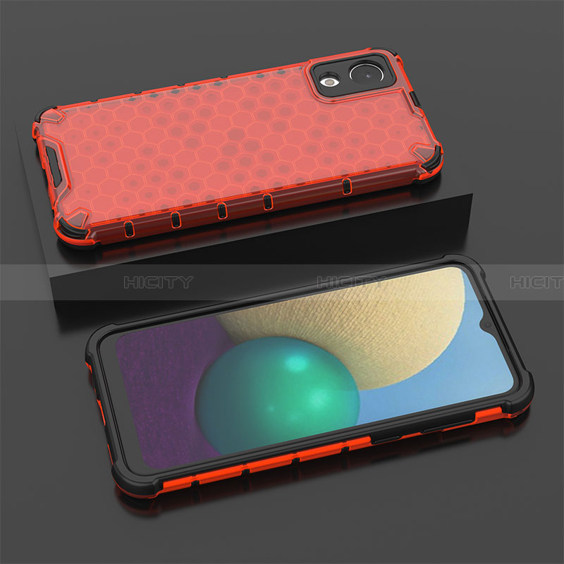 Custodia Silicone Trasparente Laterale 360 Gradi Cover AM2 per Samsung Galaxy A03 Core Rosso