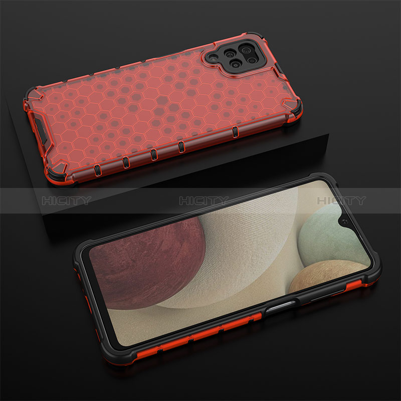 Custodia Silicone Trasparente Laterale 360 Gradi Cover AM2 per Samsung Galaxy A12 Nacho Rosso