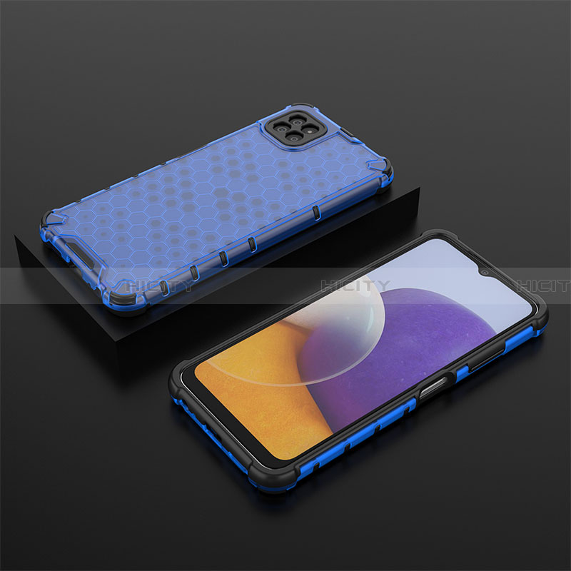 Custodia Silicone Trasparente Laterale 360 Gradi Cover AM2 per Samsung Galaxy A22 5G Blu